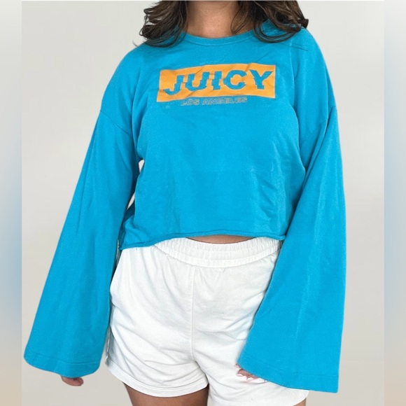 Juicy Couture LA JUICY cropped blue logo sweatshirt size medium - Picture 1 of 5